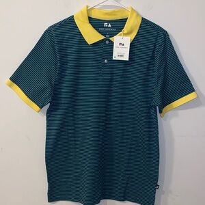 5/$25 NWT!! Free Assembly Men's Striped Polo Shirt - Blue and Yellow Size Small